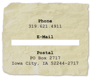 
Phone
319.621.4911

E-Mail mfc@resourcesforlife.com

Postal PO Box 2717 Iowa City, IA 52244-2717
